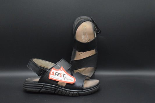 Shop Now Black genuine Leather kids sandals 2026