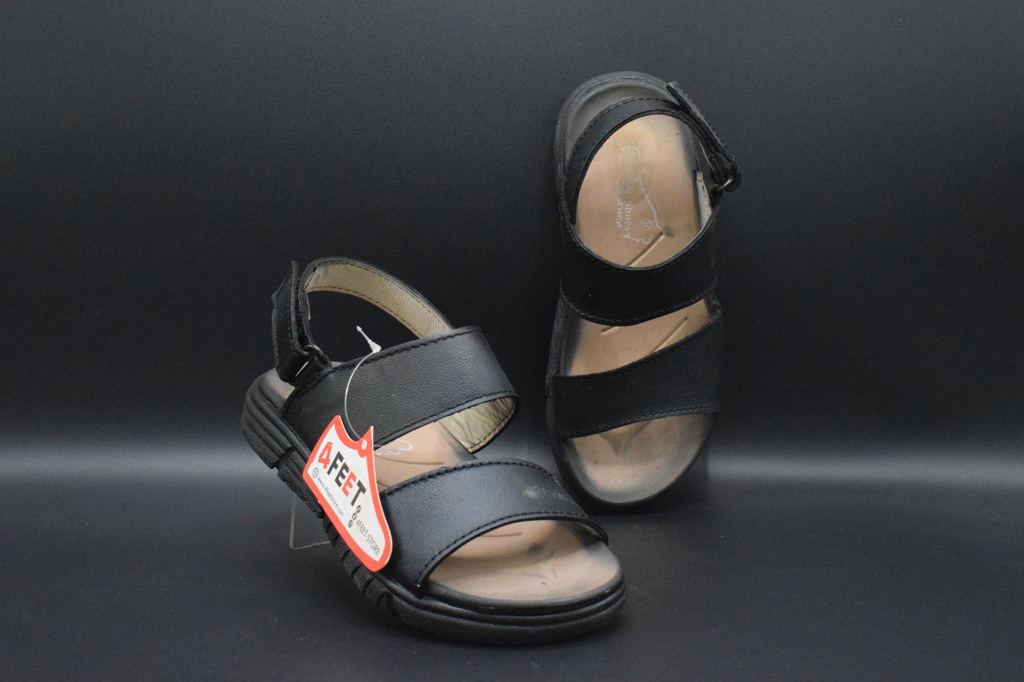 Shop Now Black genuine Leather kids sandals 2026