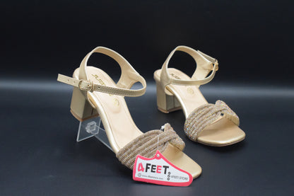 Buy Party Wear Block Golden Heels