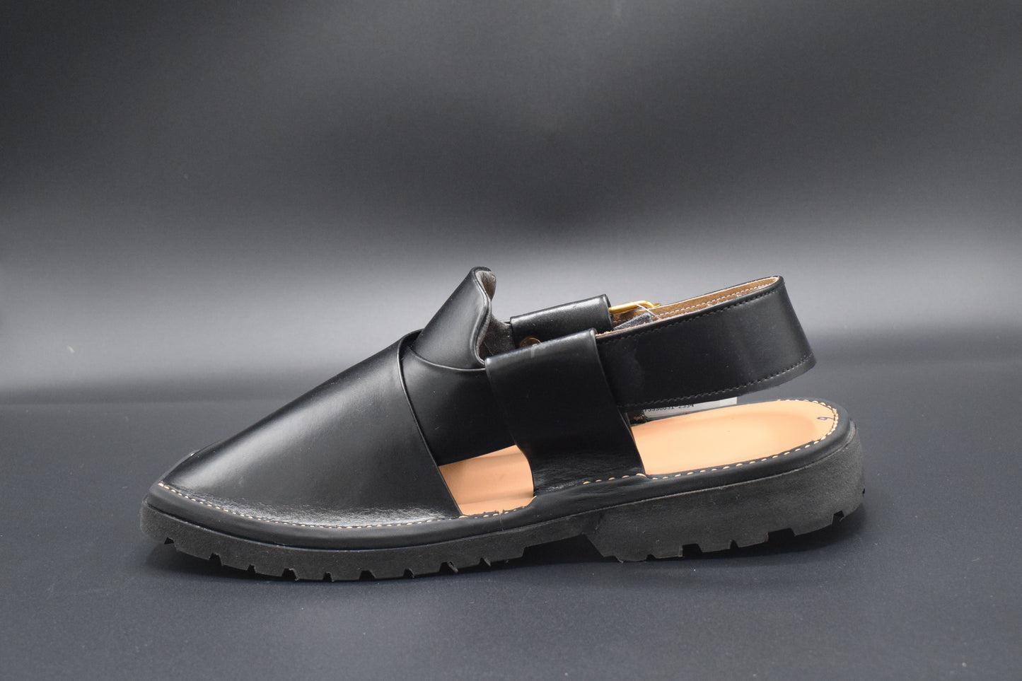 Shop The Black Vibram Sole Peshawari Chappal